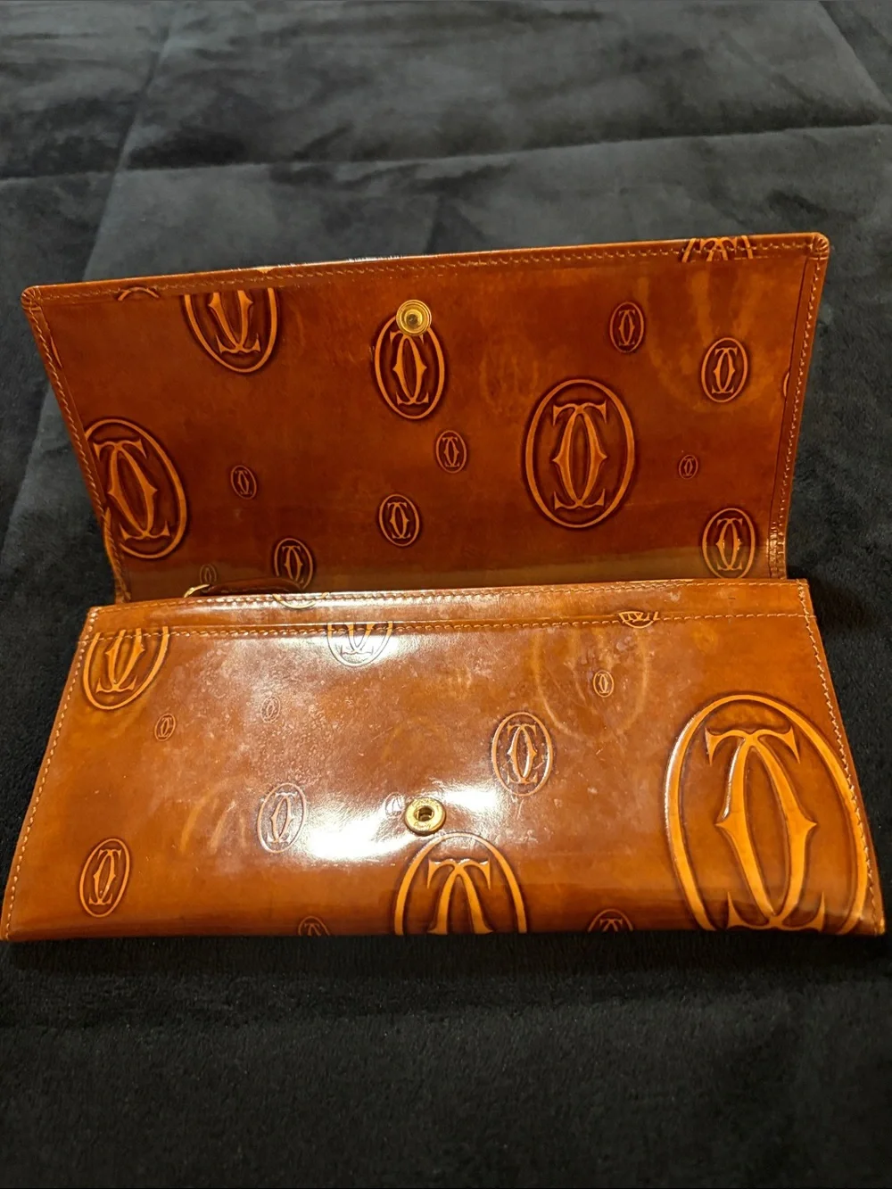 Cartier Cognac Brown Embossed Happy Birthday Edition Leather Wallet
